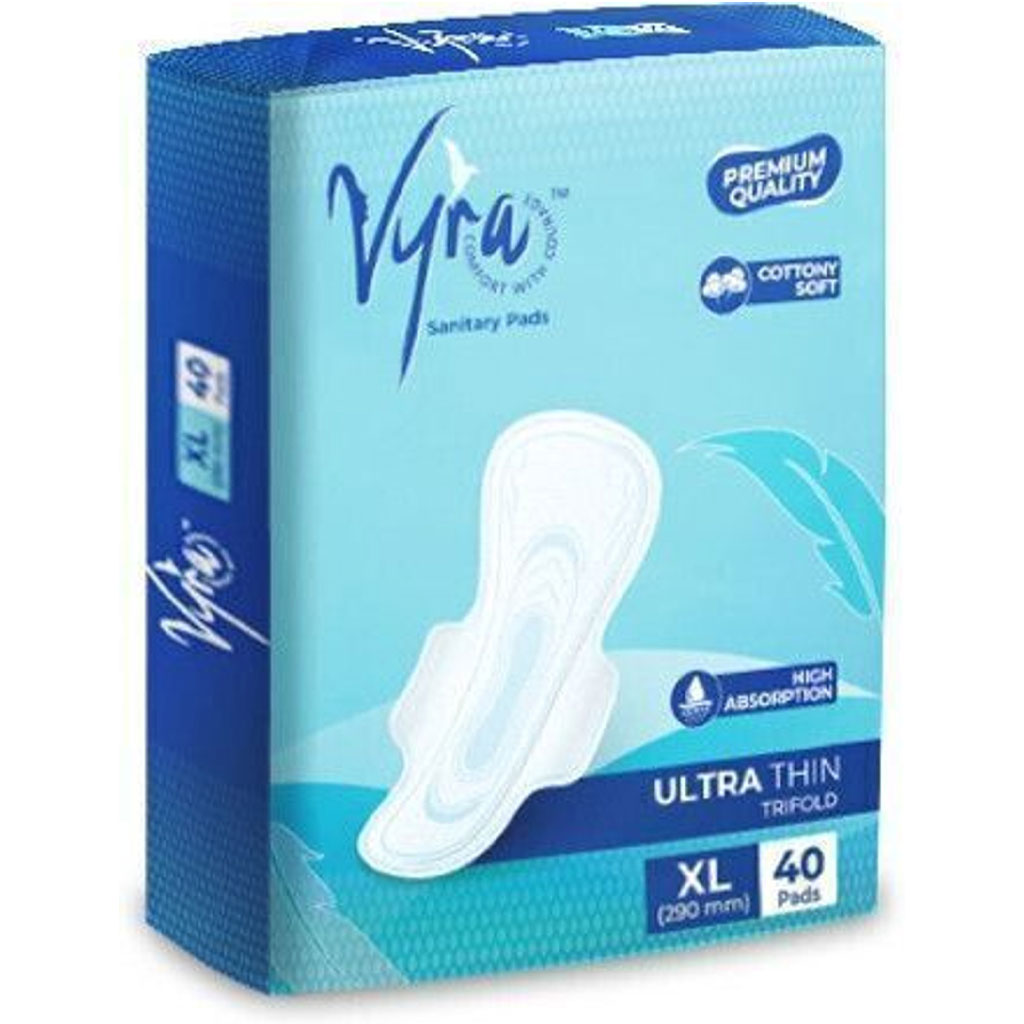 VYRA Ultra thin_Cottony comfort XL _40 Pads_ 100% leakage protection & Rash free Sanitary Pad (Pack of 40)