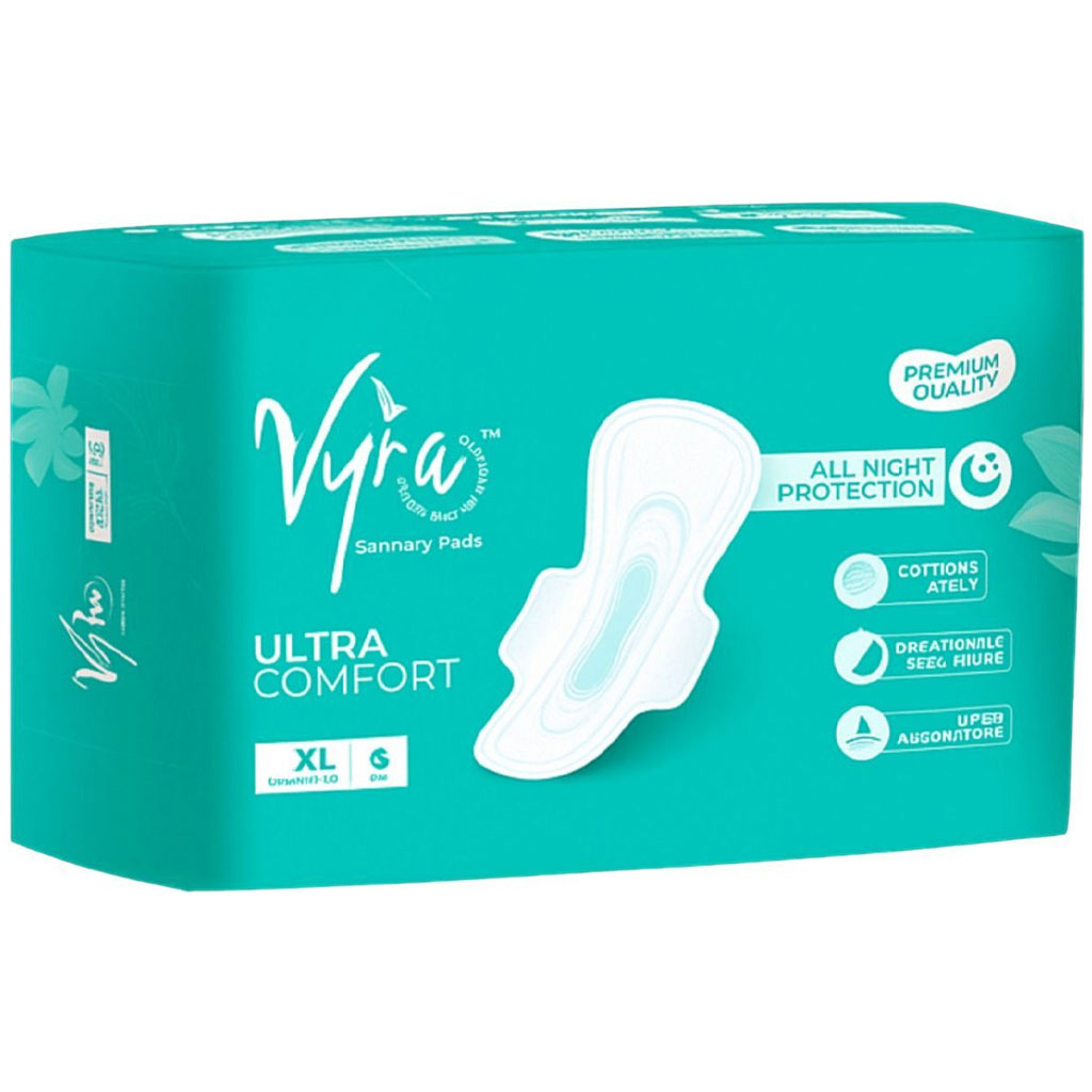 VYRA Ultra thin Cottony_All night comfort _XL _6 Pads_ 100% leakage protection & Rash free Sanitary Pad