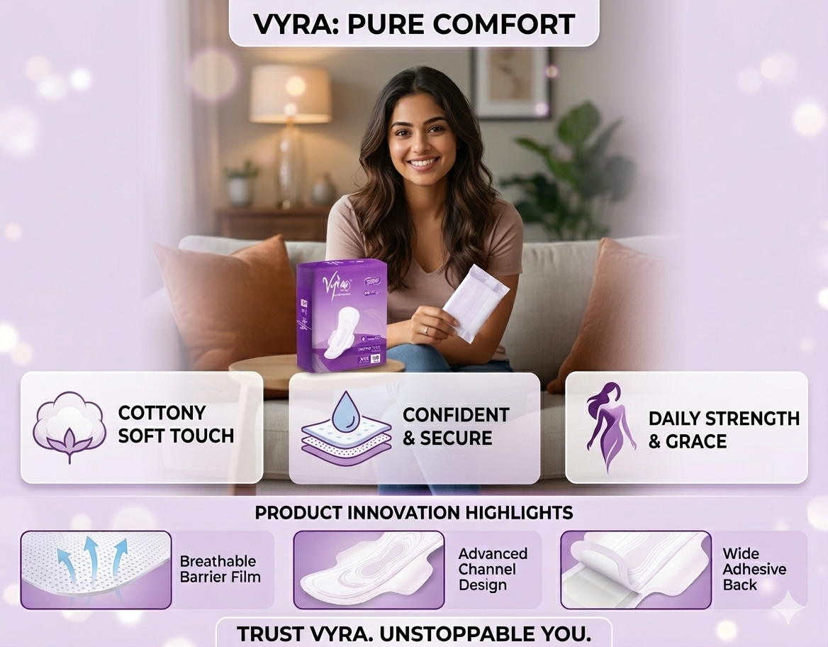 VYRA Ultra thin_ Cottony comfort_ XXL _80 Pads_100% leakage Protection & Rash free Sanitary Pad _Pack of 2