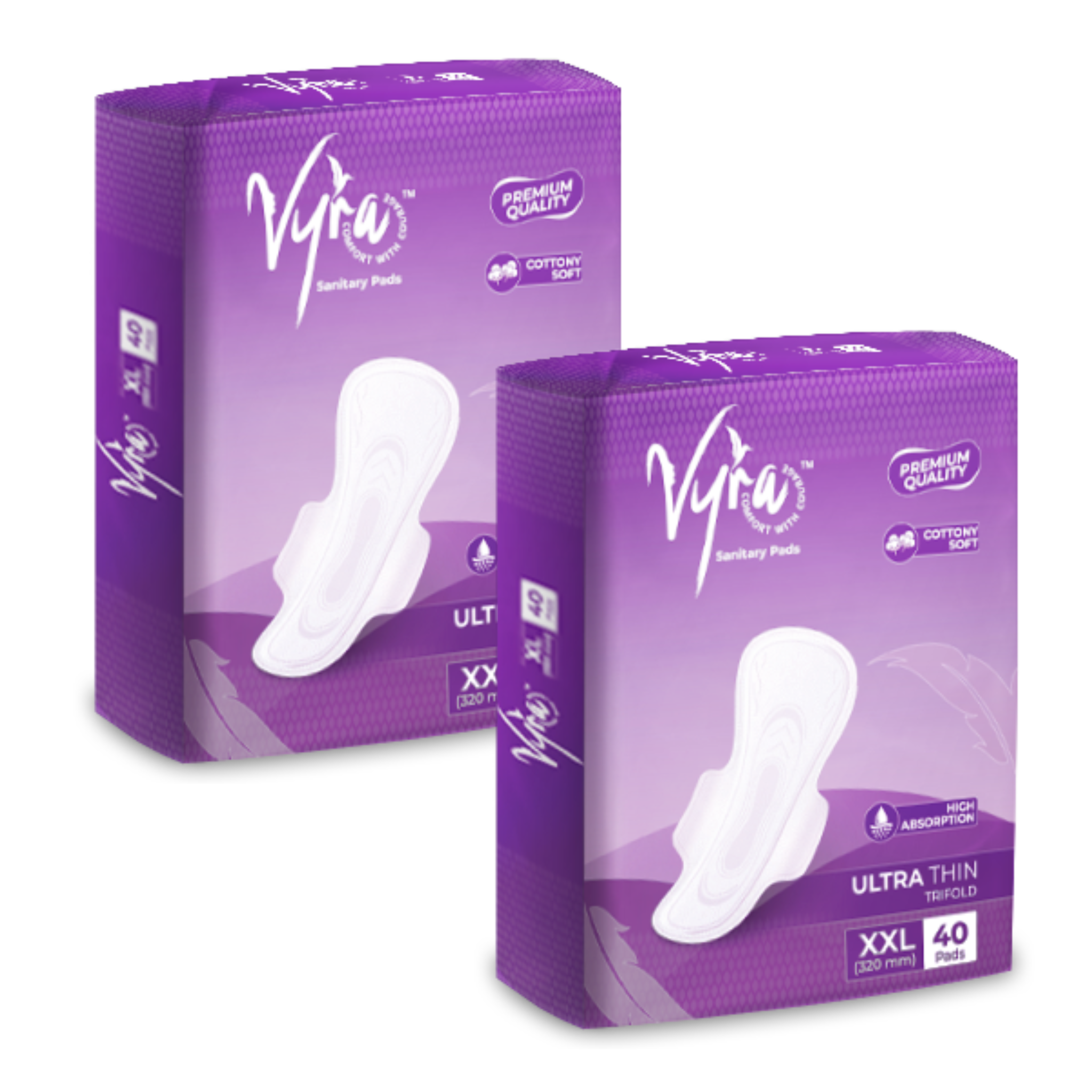 VYRA Ultra thin_ Cottony comfort_ XXL _80 Pads_100% leakage Protection & Rash free Sanitary Pad _Pack of 2