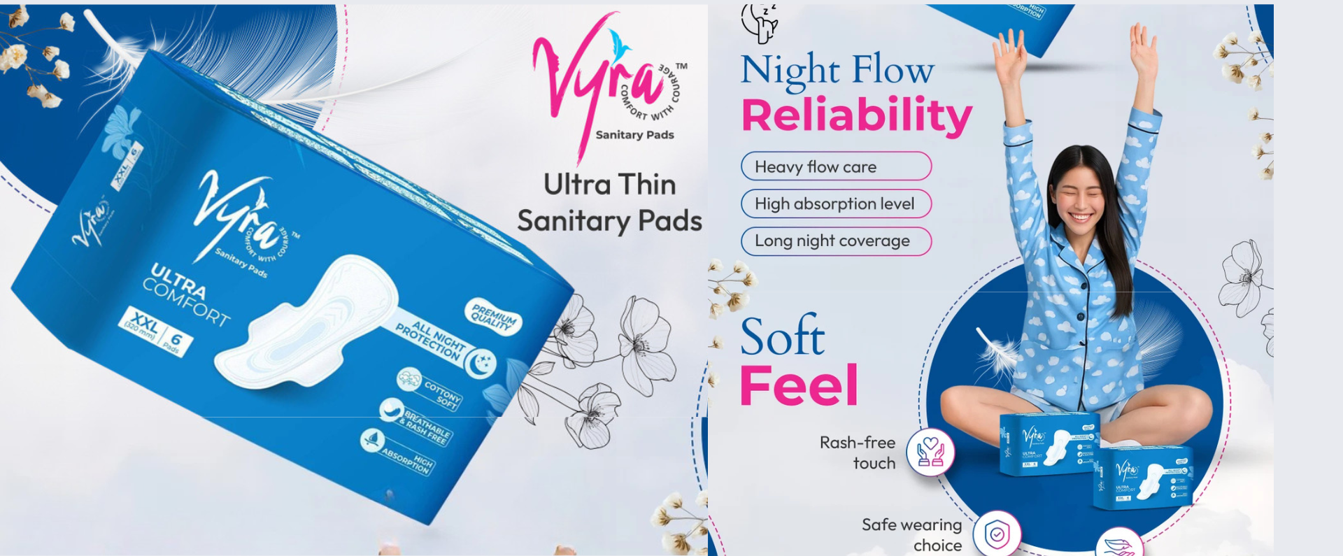 XXL Sanitary Pads VYRA XXL Sanitary pads key fetures