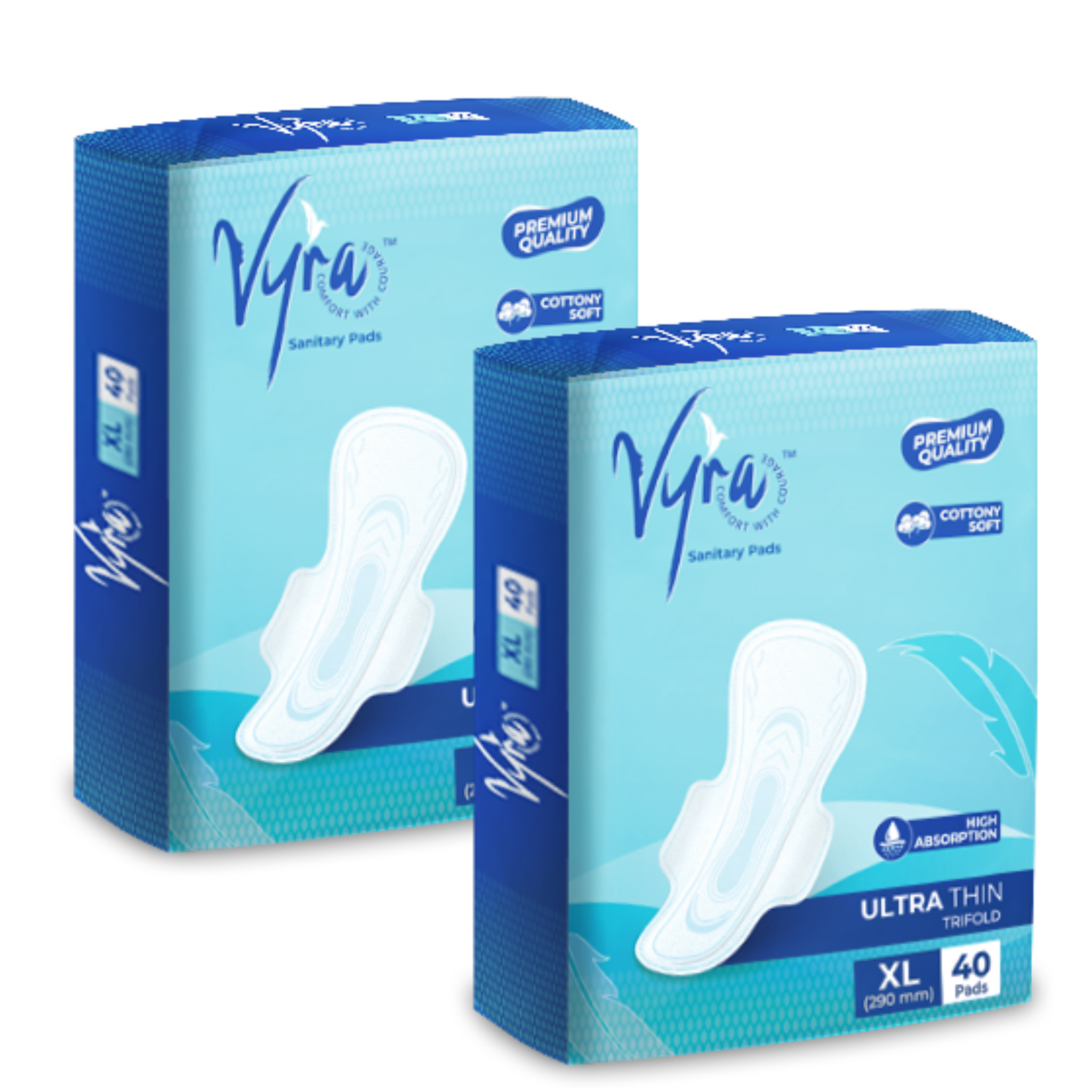 VYRA Ultra thin_Cottony comfort XL _80 Pads_ 100% leakage protection & Rash free Sanitary Pad (Pack of 2)