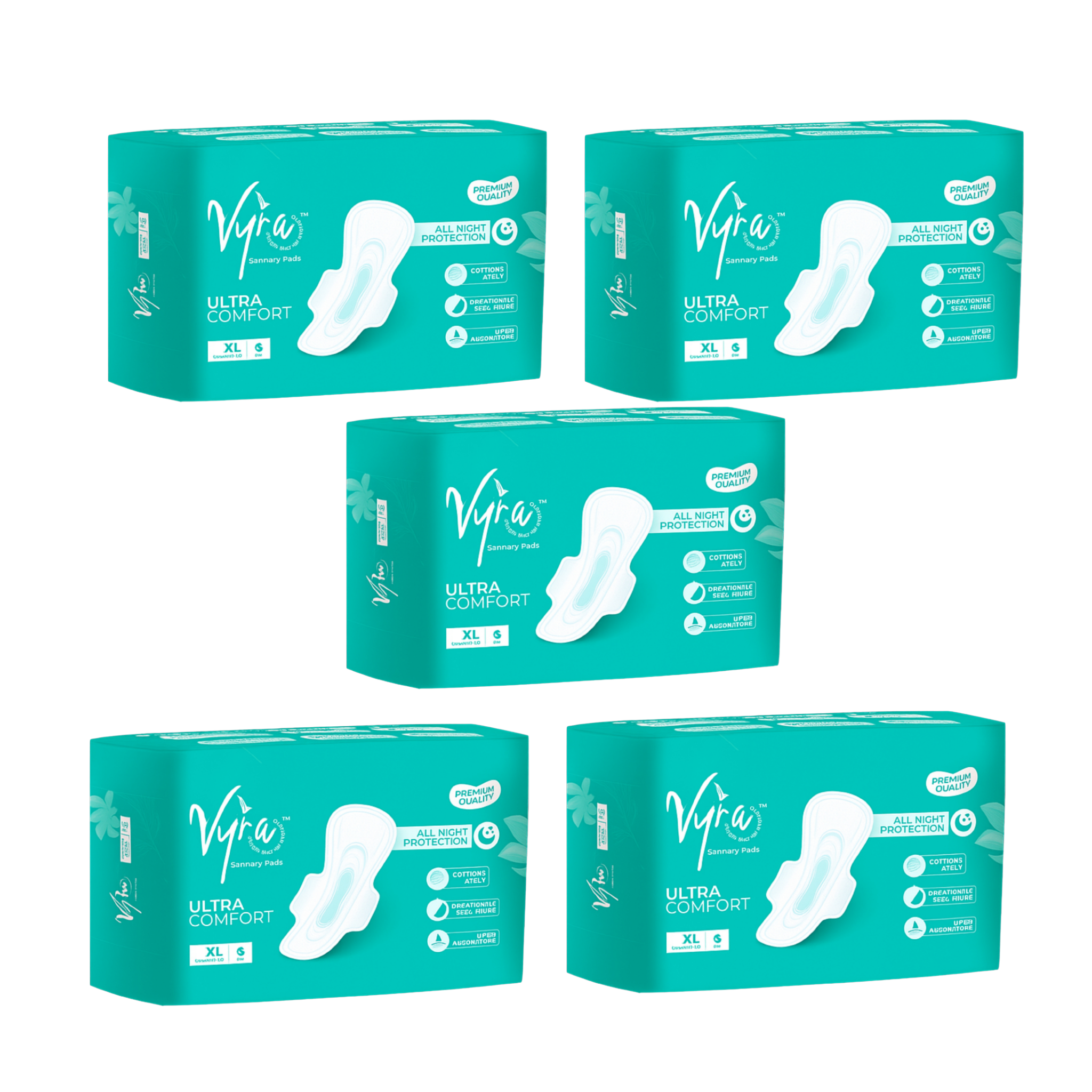 VYRA Ultra thin Cottony soft_ All nigh comfort _ XL_ 30 Pads_ Rash free Sanitary Pads_Combo of 5