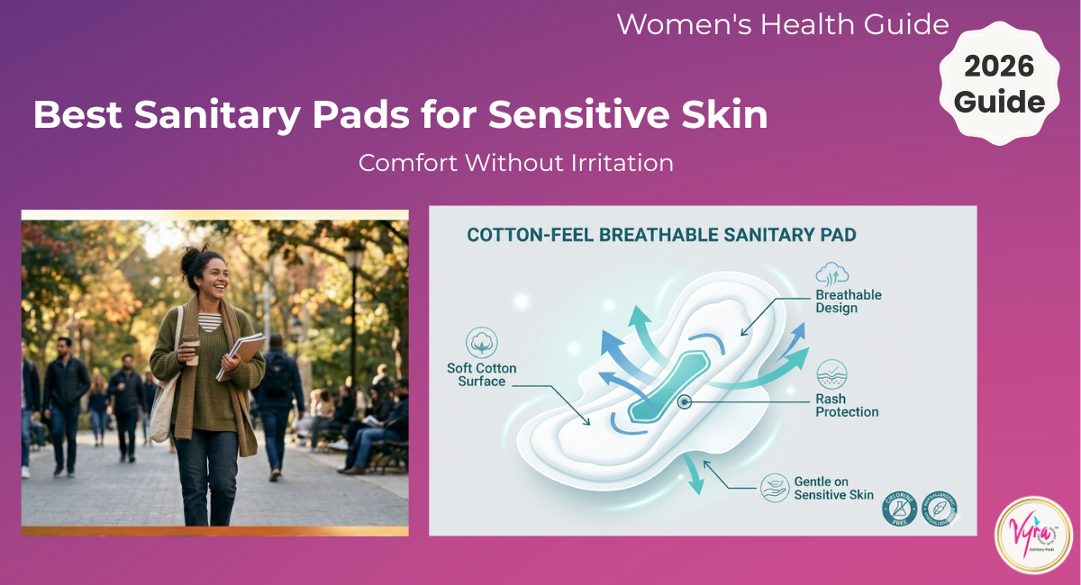 Best Sanitary Pads for Sensitive Skin Woman comfortably walking outdoors during her period using a sanitary pad suitable for sensitive skin