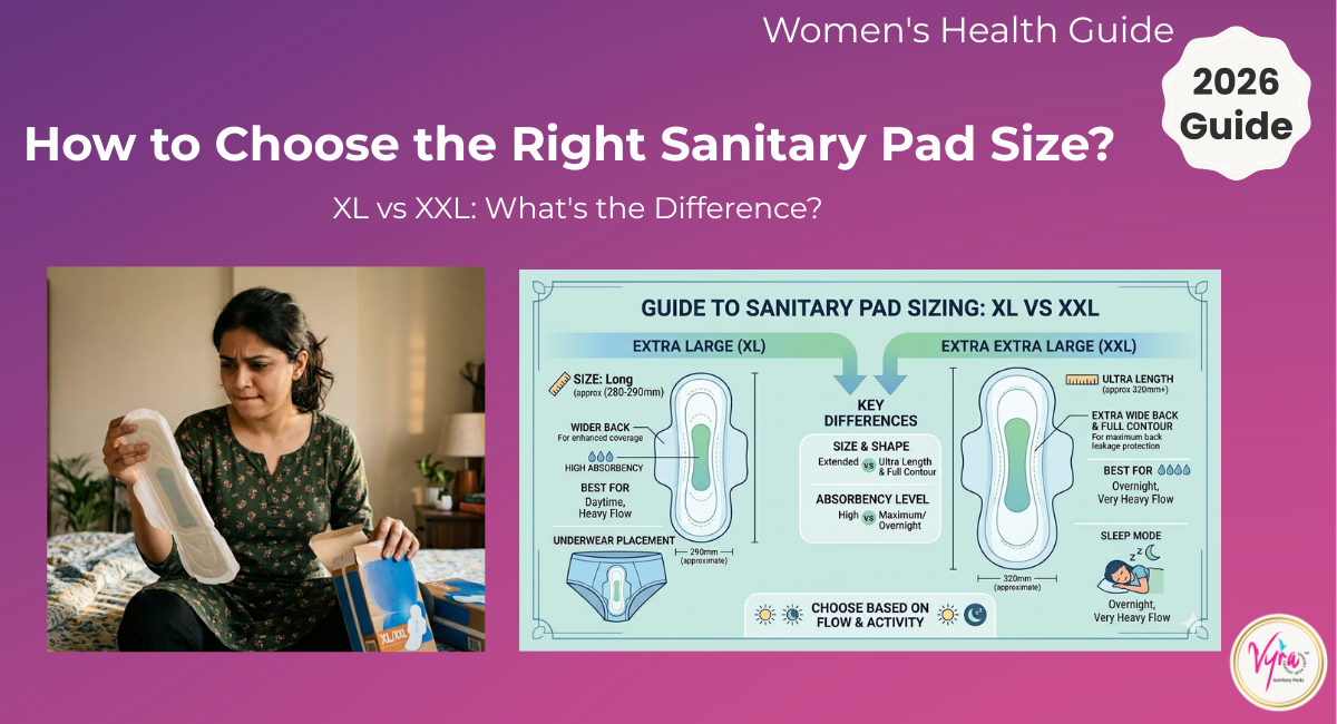 How to Choose the Right Sanitary Pad Size | XL vs XXL Guide How to choose the right sanitary pad size – XL vs XXL sanitary pad comparison guide for heavy flow, comfort, overnight protection and leak prevention.