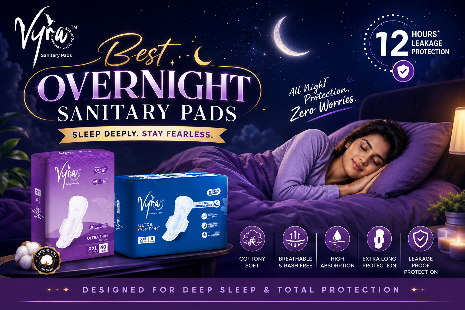 Best Overnight Sanitary Pads for Heavy Flow – VYRA XXL Cotton-Soft Leak-Proof Protection